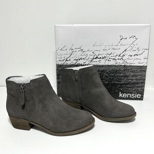 KENSIE Women Gray Ankle Boots and Booties Leather and Suede Boots NIB Size 7M